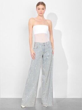 Alice Olivia TRISH EMBELLISHED JEAN $795 New with tag